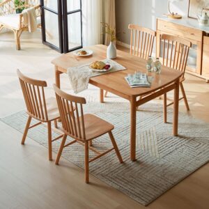 林氏木業北歐實木1.2M餐桌 PK1R+餐椅 LS189 (一桌四椅)-原木色