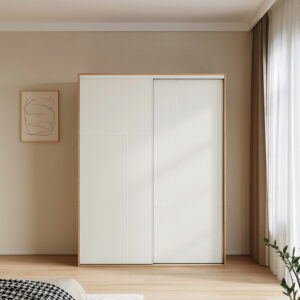 林氏木業四季小戶型1.57M滑門衣櫃 OY2D-原木色+白色