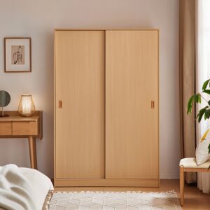 林氏木業北歐小戶型1.2M滑門衣櫃 LS466-原木色