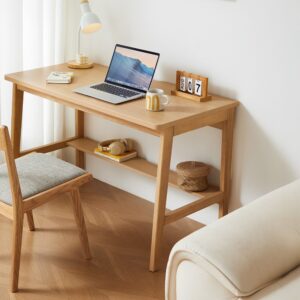 林氏木業北歐簡約1.2M 原木色單人書桌 UM5V