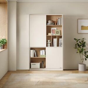 林氏木業方滿系列1.2M滑門書櫃 RG1X 暖橡色 林氏木業方滿系列1.2M滑門書櫃 RG1X 暖橡色